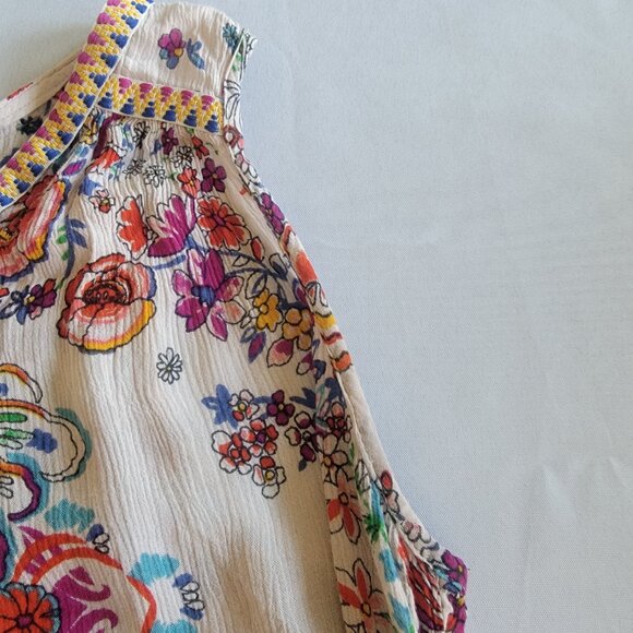 Bila Women's Boho Tunic sleeveless colorful ruffled hem size XL - Picture 7 of 16